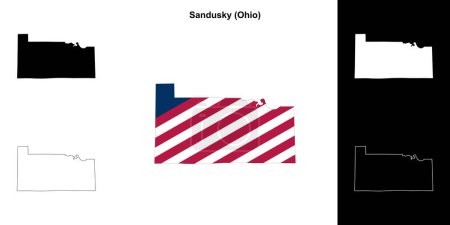 Ilustración de Sandusky County (Ohio) esquema mapa conjunto - Imagen libre de derechos