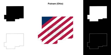 Ilustración de Putnam County (Ohio) esquema conjunto de mapas - Imagen libre de derechos