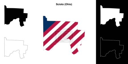 Ilustración de Scioto County (Ohio) esquema mapa conjunto - Imagen libre de derechos