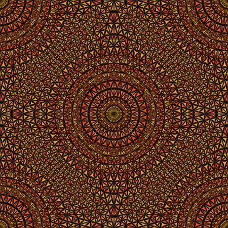 Seamless triangle mandala pattern art - orange mosaic geometrical vector background design