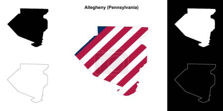 Ilustración de Allegheny County (Pennsylvania) esquema conjunto de mapas - Imagen libre de derechos