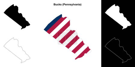 Bucks County (Pennsylvania) umrissenes Kartenset