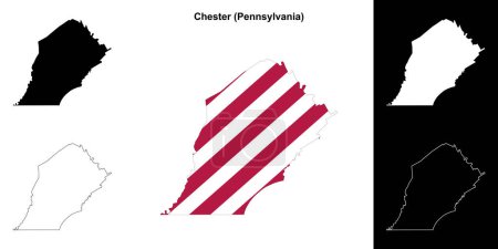 Illustration for Chester County (Pennsylvania) outline map set - Royalty Free Image