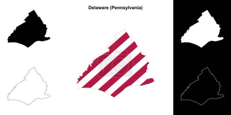 Delaware County (Pennsylvania) outline map set