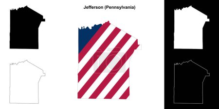 Illustration for Jefferson County (Pennsylvania) outline map set - Royalty Free Image