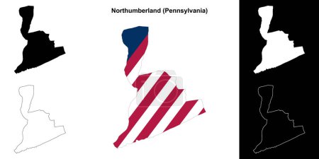 Ilustración de Northumberland County (Pennsylvania) esquema conjunto de mapas - Imagen libre de derechos