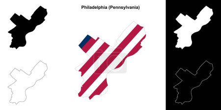 Philadelphia County (Pennsylvania) outline map set