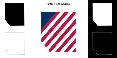 Potter County (Pennsylvania) outline map set