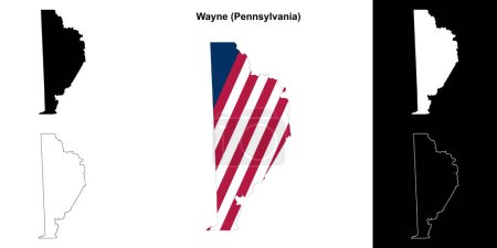 Ilustración de Conjunto de mapas del Condado de Wayne (Pensilvania) - Imagen libre de derechos