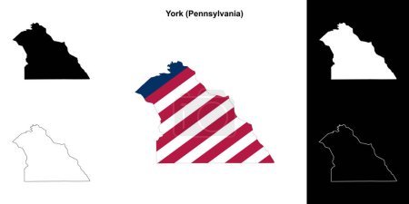 York County (Pennsylvania) outline map set
