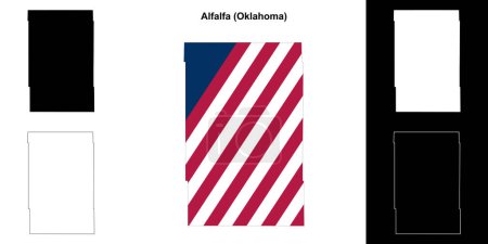 Ilustración de Conjunto de mapas de contorno del Condado de Alfalfa (Oklahoma) - Imagen libre de derechos