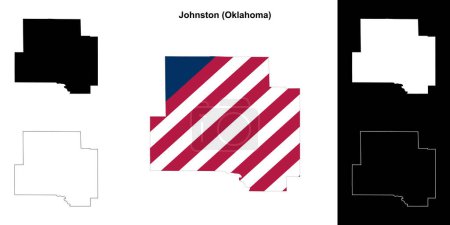 Ilustración de Conjunto de mapas de contorno del Condado de Johnston (Oklahoma) - Imagen libre de derechos