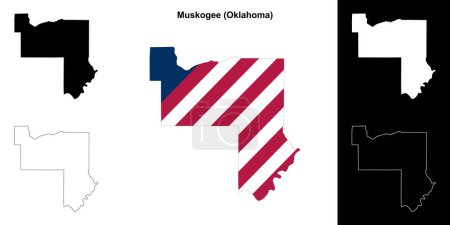 Illustration for Muskogee County (Oklahoma) outline map set - Royalty Free Image