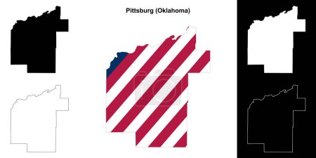 Ilustración de Condado de Pittsburg (Oklahoma) esquema mapa conjunto - Imagen libre de derechos