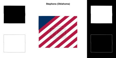 Illustration for Stephens County (Oklahoma) outline map set - Royalty Free Image