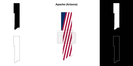 Apache County (Arizona) umrissenes Kartenset