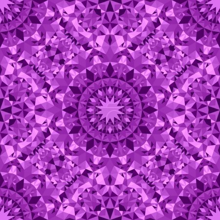Seamless purple oriental polygon mandala ornament pattern background - geometrical bohemian kaleidoscope dark violet vector art