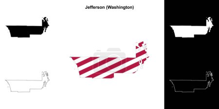 Illustration for Jefferson County (Washington) outline map set - Royalty Free Image