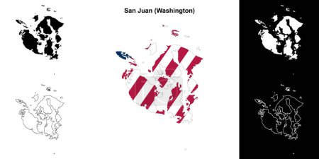 Illustration for San Juan County (Washington) outline map set - Royalty Free Image