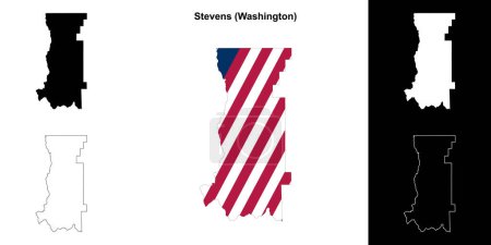 Illustration for Stevens County (Washington) outline map set - Royalty Free Image