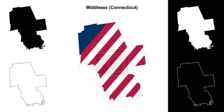Middlesex County (Connecticut) umrissenes Kartenset