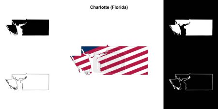 Illustration for Charlotte County (Florida) outline map set - Royalty Free Image