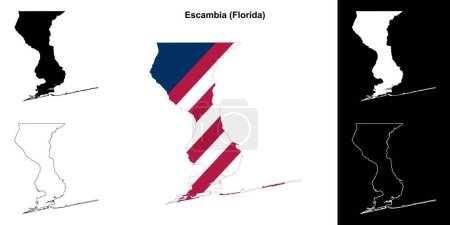 Escambia County (Florida) outline map set