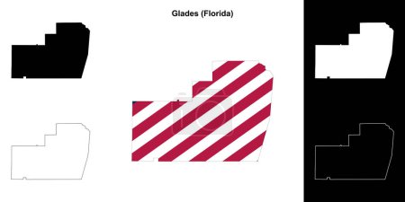 Téléchargez les illustrations : Glades County (Floride) schéma carte ensemble - en licence libre de droit