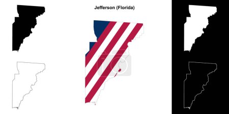 Illustration for Jefferson County (Florida) outline map set - Royalty Free Image
