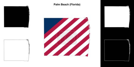 Palm Beach County (Florida) outline map set