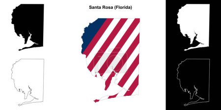 Ilustración de Conjunto de mapas de contorno del Condado de Santa Rosa (Florida) - Imagen libre de derechos