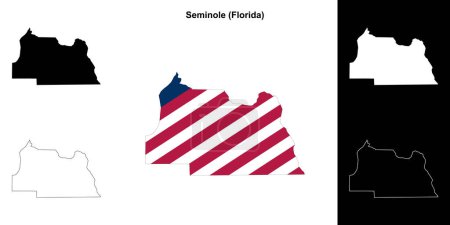 Illustration for Seminole County (Florida) outline map set - Royalty Free Image