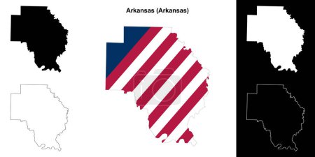 Arkansas County (Arkansas) outline map set