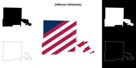 Illustration for Jefferson County (Arkansas) outline map set - Royalty Free Image