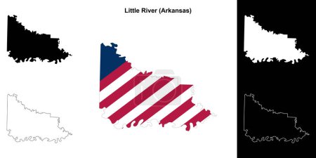 Little River County (Arkansas) outline map set