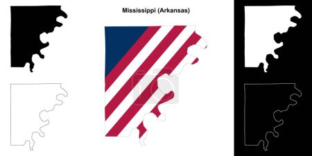 Mississippi County (Arkansas) outline map set
