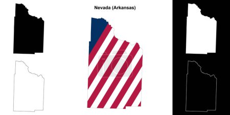 Nevada County (Arkansas) outline map set