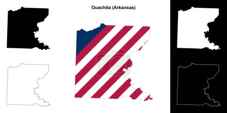 Ouachita County (Arkansas) umrissenes Kartenset