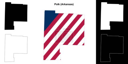 Polk County (Arkansas) outline map set