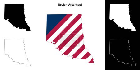 Sevier County (Arkansas) outline map set