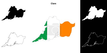 Clare county outline map set