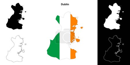 Téléchargez les illustrations : Dublin County schéma carte ensemble - en licence libre de droit