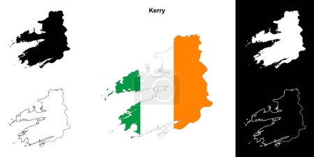 Kerry county outline map set
