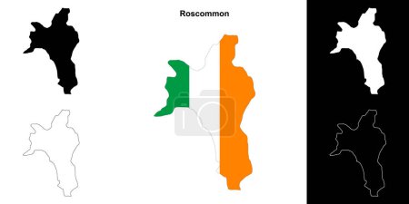 Illustration for Roscommon county outline map set - Royalty Free Image