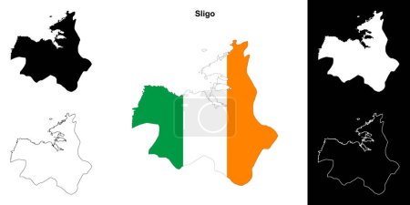 Sligo county outline map set