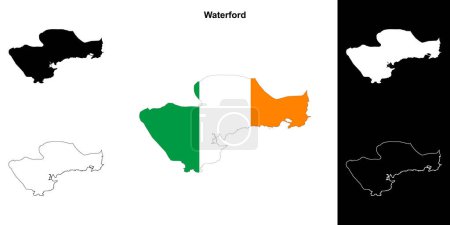 Waterford county outline map set