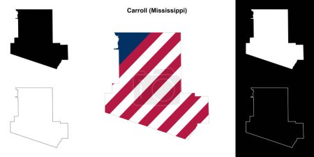 Conjunto de mapas de contorno del Condado de Carroll (Mississippi)
