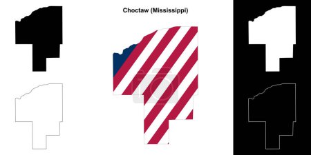 Choctaw County (Mississippi) outline map set