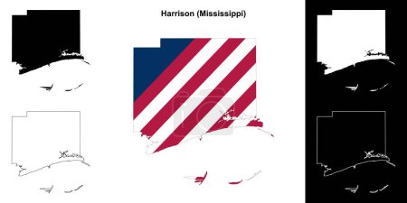 Harrison County (Mississippi) outline map set