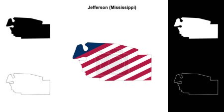 Ilustración de Conjunto de mapas de contorno del Condado de Jefferson (Mississippi) - Imagen libre de derechos